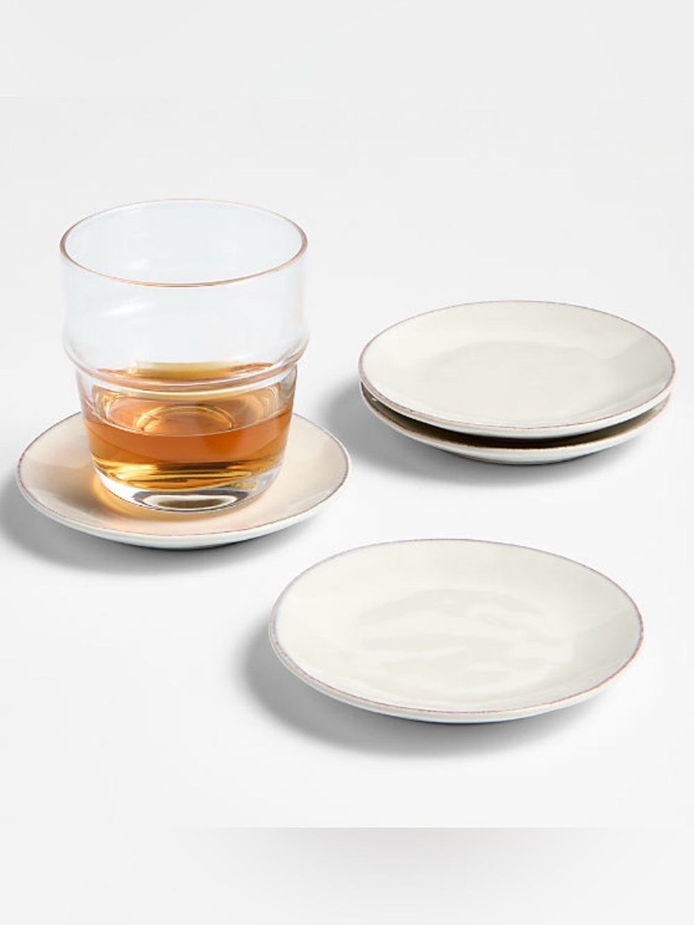 New! Crate&Barrel White Ceramic Coaster - Set of 4 - Picture 2 of 3